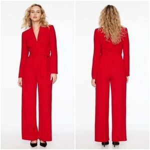NWT Dynamite Rania Belted Red Blazer Jumpsuit Small